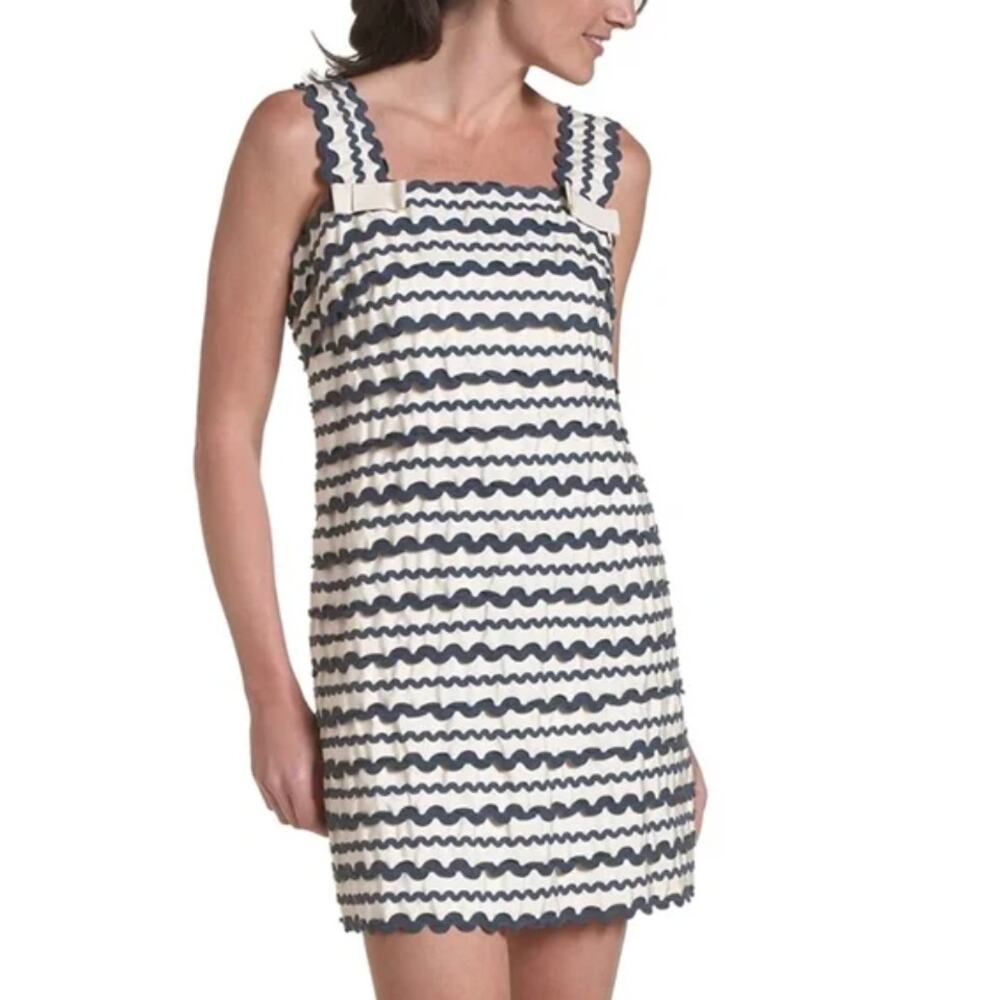 French Connection 'Ric Rac' Classic Ivory/Midnight Blue Mini Dress | Women's 4